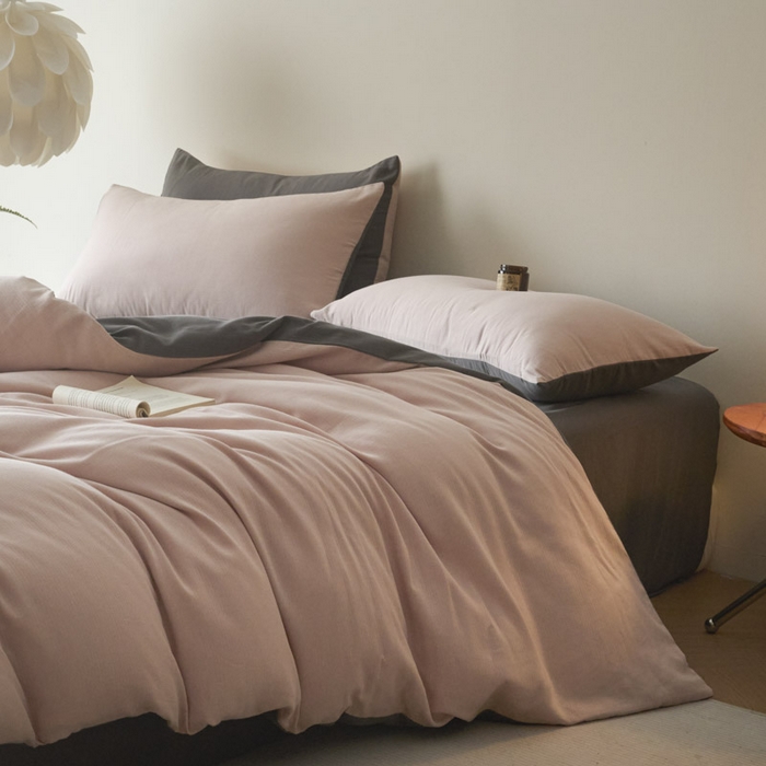 91家纺网 家纺一手货源 找家纺 ab家纺 2025新款全棉纯棉磨毛提花四件套 茵荔粉-玛瑙灰