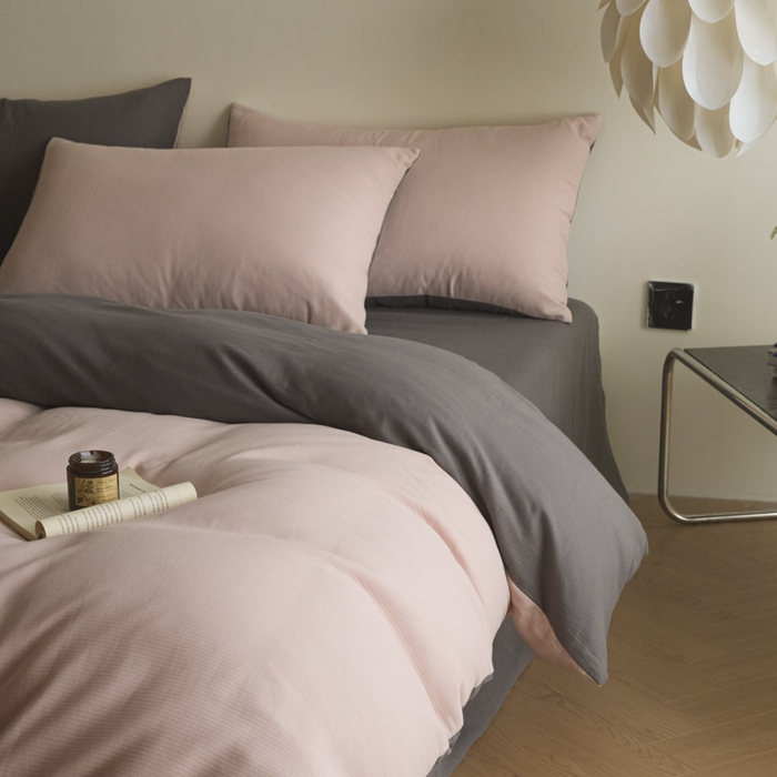 91家纺网 家纺一手货源 找家纺 ab家纺 2025新款全棉纯棉磨毛提花四件套 茵荔粉-玛瑙灰