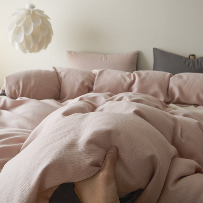 91家纺网 家纺一手货源 找家纺 ab家纺 2025新款全棉纯棉磨毛提花四件套 茵荔粉-玛瑙灰