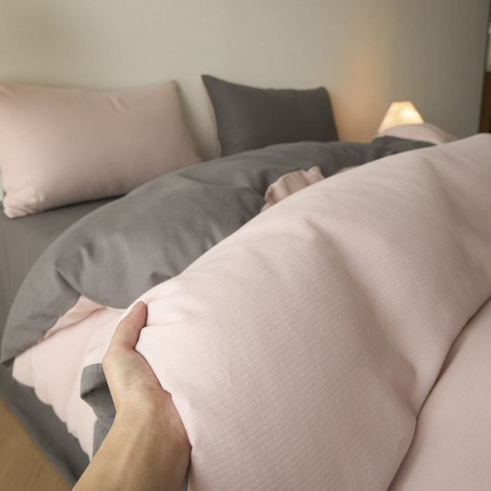 91家纺网 家纺一手货源 找家纺 ab家纺 2025新款全棉纯棉磨毛提花四件套 茵荔粉-玛瑙灰