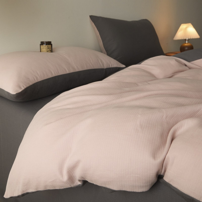 91家纺网 家纺一手货源 找家纺 ab家纺 2025新款全棉纯棉磨毛提花四件套 茵荔粉-玛瑙灰