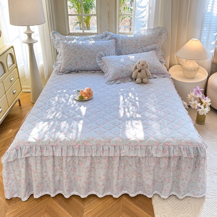 91家纺网 家纺一手货源 找家纺 （总）美达2025全棉蕾丝小花边夹棉单床裙