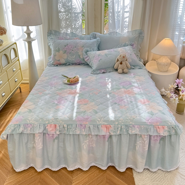 91家纺网 家纺一手货源 找家纺 （总）美达2025全棉蕾丝小花边夹棉单床裙