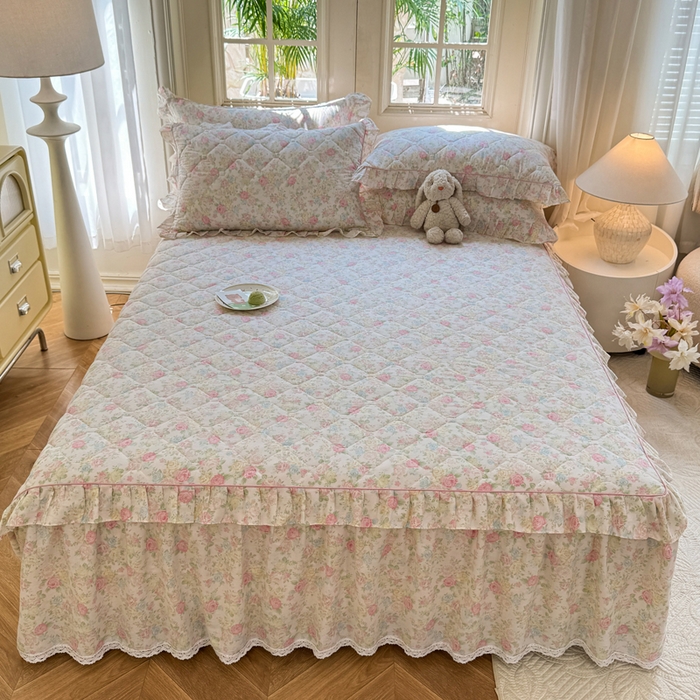 91家纺网 家纺一手货源 找家纺 （总）美达2025全棉蕾丝小花边夹棉单床裙