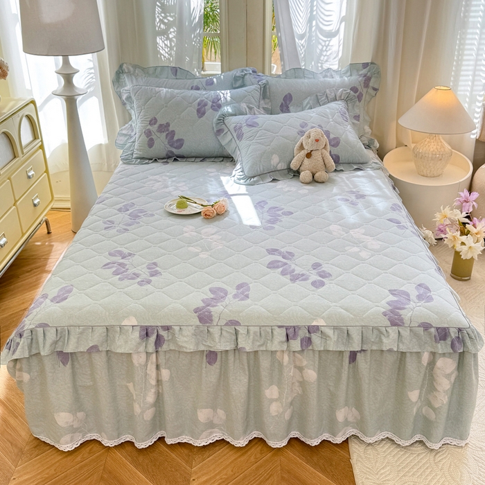 91家纺网 家纺一手货源 找家纺 （总）美达2025全棉蕾丝小花边夹棉单床裙