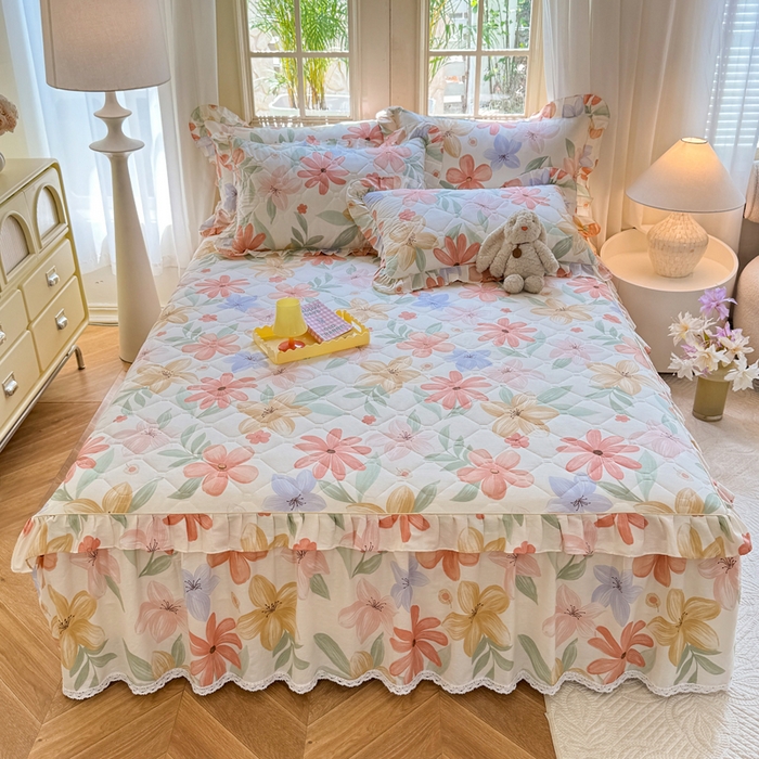 91家纺网 家纺一手货源 找家纺 （总）美达2025全棉蕾丝小花边夹棉单床裙