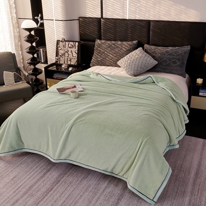 91家纺网 家纺一手货源 找家纺 馨米莱家纺 2025新款全消光牛奶绒毛毯 蒂芙绿