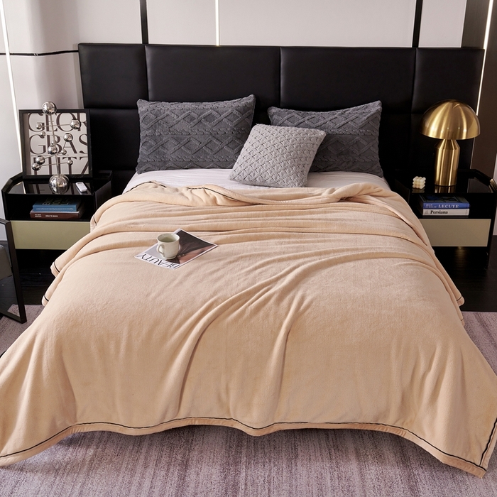 91家纺网 家纺一手货源 找家纺 馨米莱家纺 2025新款全消光牛奶绒毛毯 卡其色