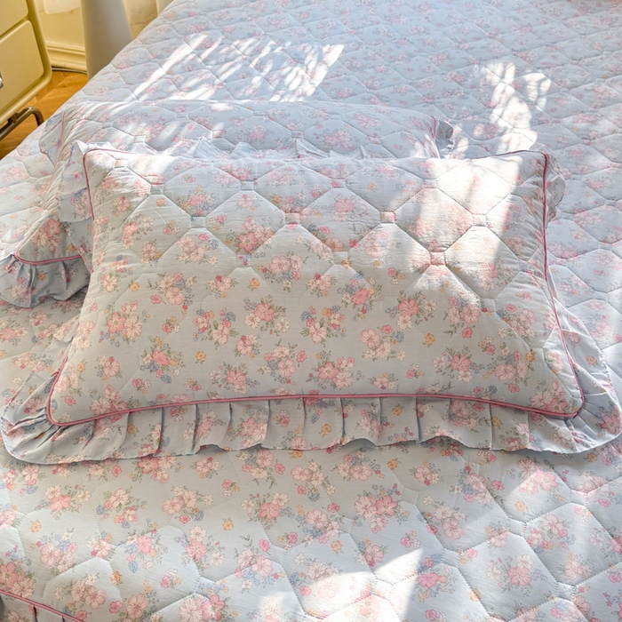 91家纺网 家纺一手货源 找家纺 美达2025全棉蕾丝小花边夹棉单床裙 洛琳-兰