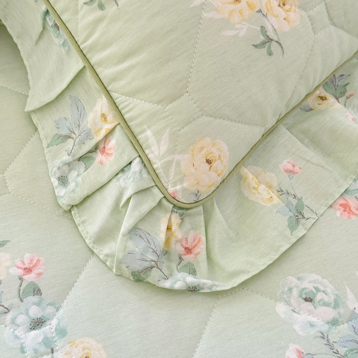 91家纺网 家纺一手货源 找家纺 美达2025全棉蕾丝小花边夹棉单床裙 千羽花信