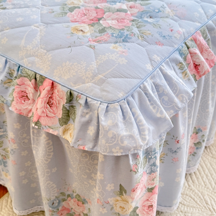 91家纺网 家纺一手货源 找家纺 美达2025全棉蕾丝小花边夹棉单床裙 轻柔漫漫