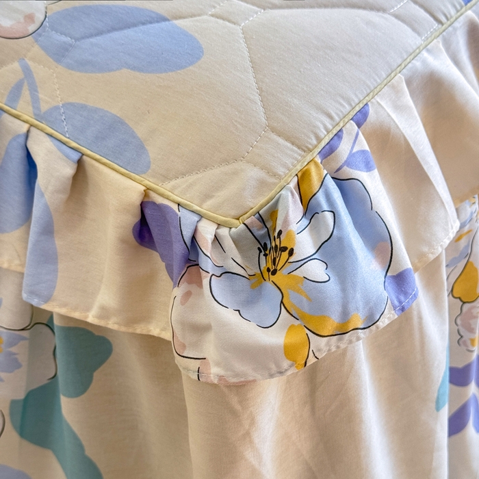 91家纺网 家纺一手货源 找家纺 美达2025全棉蕾丝小花边夹棉单床裙 如梦花季