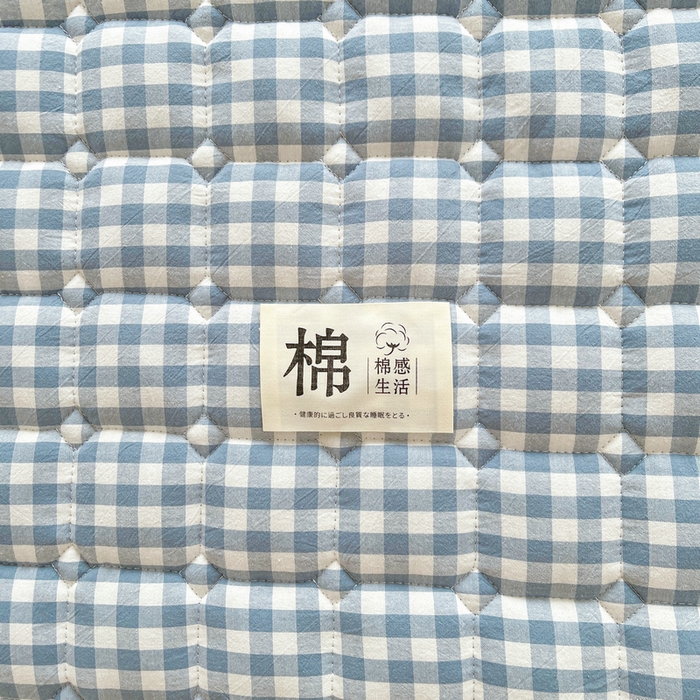 91家纺网 家纺一手货源 找家纺 梵朴 2025新款A类无印风水洗棉夹棉新疆棉花宿舍学生床垫床护垫 蓝小格