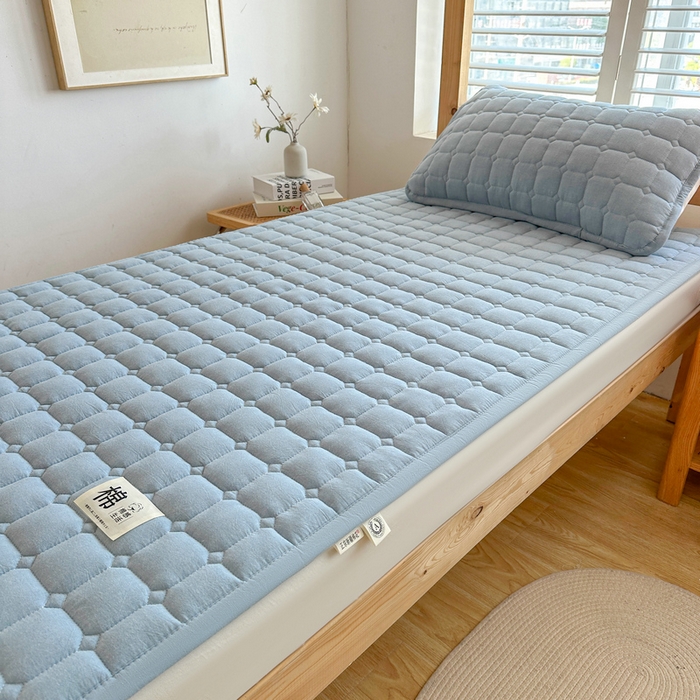 91家纺网 家纺一手货源 找家纺 梵朴 2025新款A类无印风水洗棉夹棉新疆棉花宿舍学生床垫床护垫 天空蓝