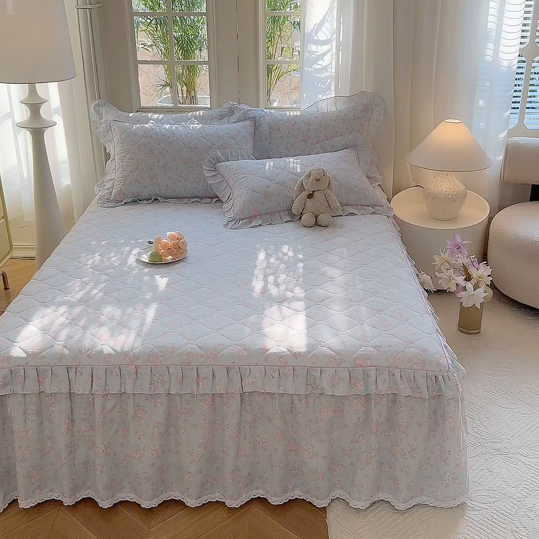 91家纺网 家纺一手货源 找家纺 （总）美达2025全棉蕾丝小花边夹棉单床裙