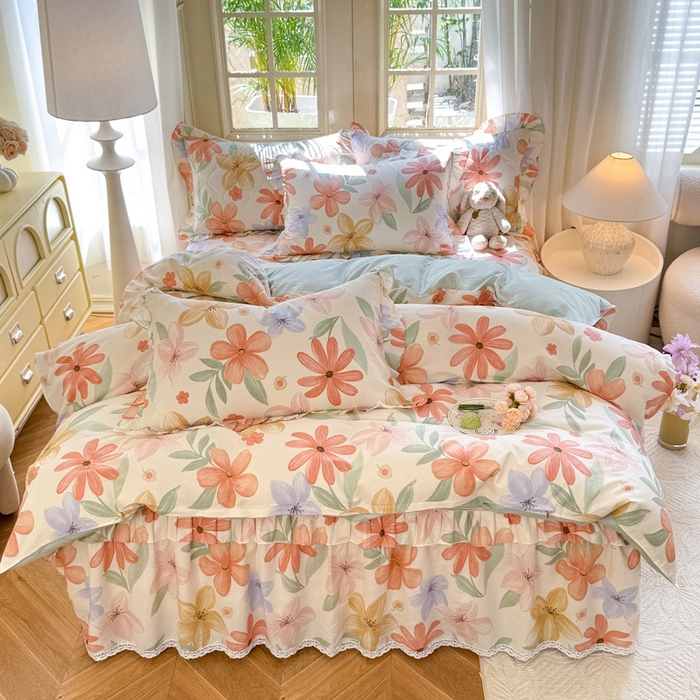 91家纺网 家纺一手货源 找家纺 （总）美达家纺2025全棉蕾丝小花边夹棉床裙四件套