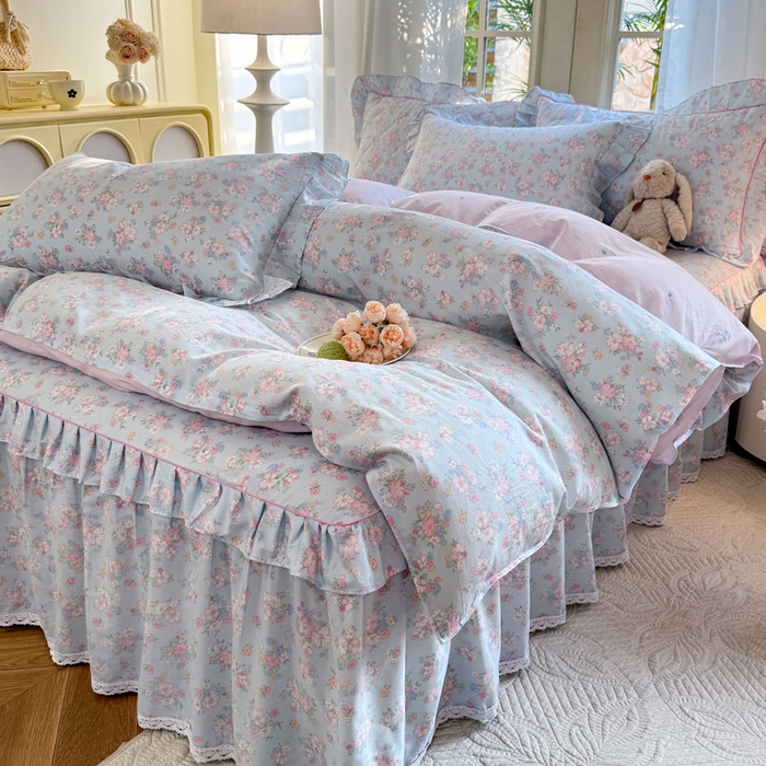 91家纺网 家纺一手货源 找家纺 （总）美达家纺2025全棉蕾丝小花边夹棉床裙四件套