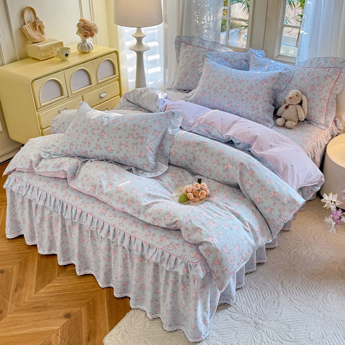 91家纺网 家纺一手货源 找家纺 （总）美达家纺2025全棉蕾丝小花边夹棉床裙四件套