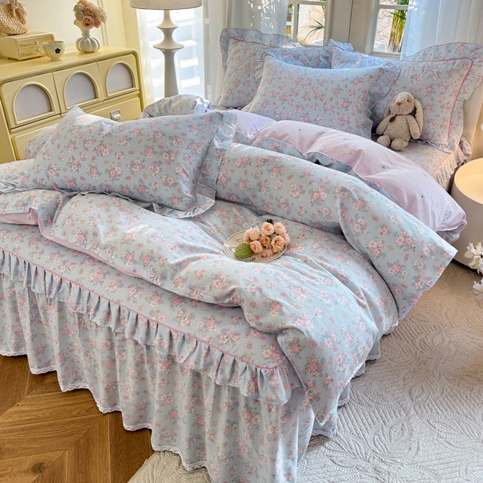 91家纺网 家纺一手货源 找家纺 （总）美达家纺2025全棉蕾丝小花边夹棉床裙四件套