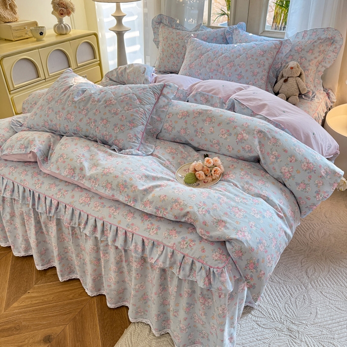 91家纺网 家纺一手货源 找家纺 （总）美达家纺2025全棉蕾丝小花边夹棉床裙四件套