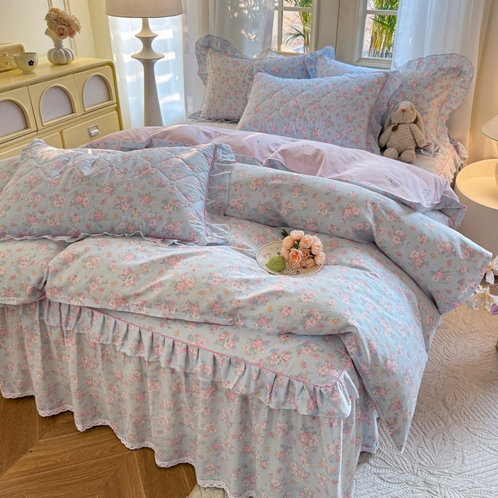 91家纺网 家纺一手货源 找家纺 （总）美达家纺2025全棉蕾丝小花边夹棉床裙四件套