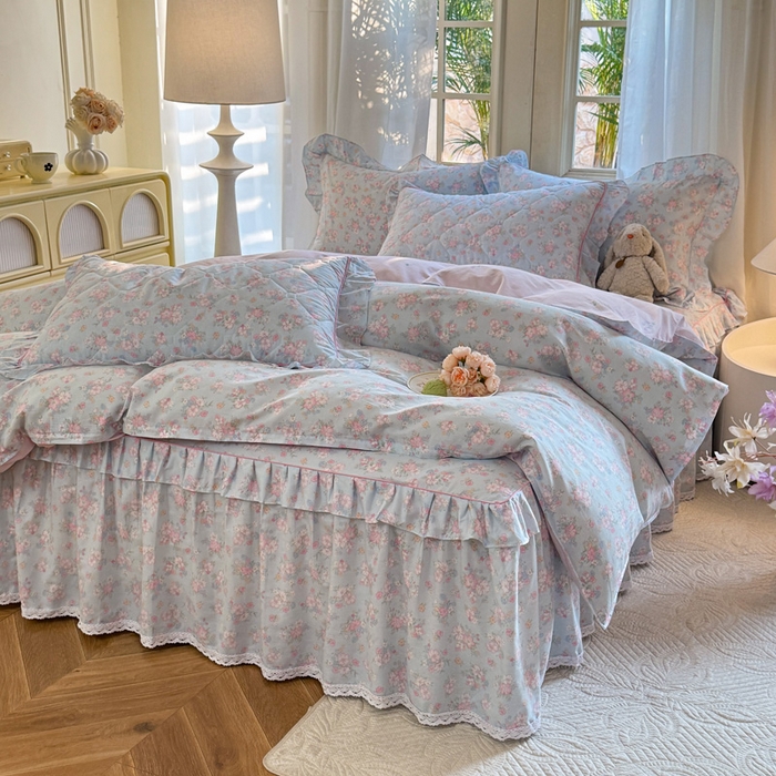 91家纺网 家纺一手货源 找家纺 （总）美达家纺2025全棉蕾丝小花边夹棉床裙四件套