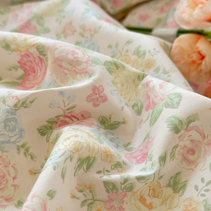 91家纺网 家纺一手货源 找家纺 美达家纺2025全棉蕾丝小花边夹棉床裙四件套 嫣然花期-粉