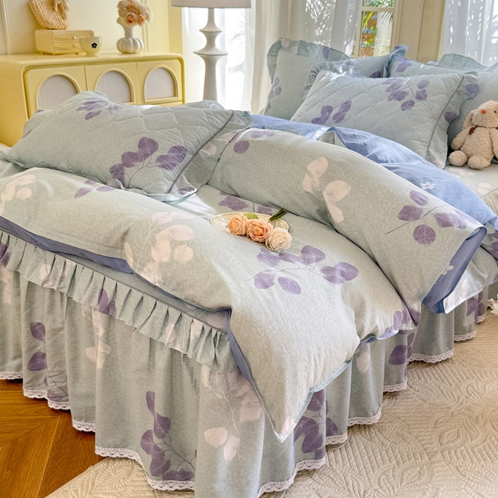 91家纺网 家纺一手货源 找家纺 美达家纺2025全棉蕾丝小花边夹棉床裙四件套 瑶芳