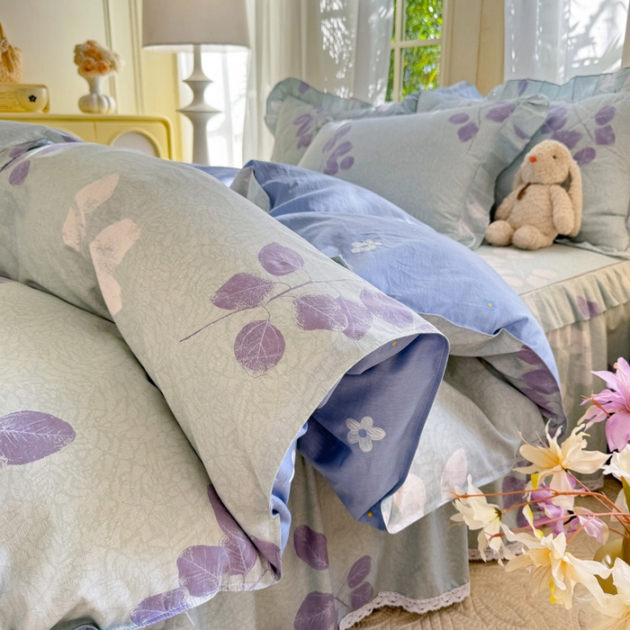 91家纺网 家纺一手货源 找家纺 美达家纺2025全棉蕾丝小花边夹棉床裙四件套 瑶芳