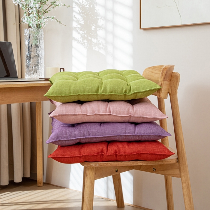 91家纺网 家纺一手货源 找家纺 沐沐家纺 2026新款棉麻竹节椅子垫 组合图仅供展示