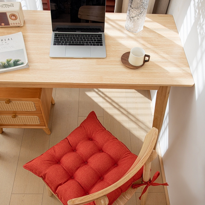 91家纺网 家纺一手货源 找家纺 沐沐家纺 2026新款棉麻竹节椅子垫 玛瑙红