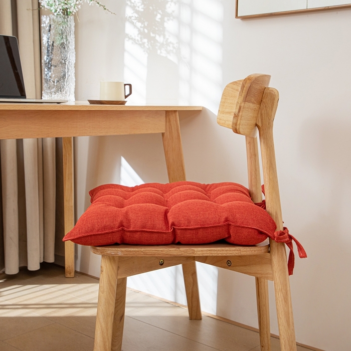 91家纺网 家纺一手货源 找家纺 沐沐家纺 2026新款棉麻竹节椅子垫 玛瑙红