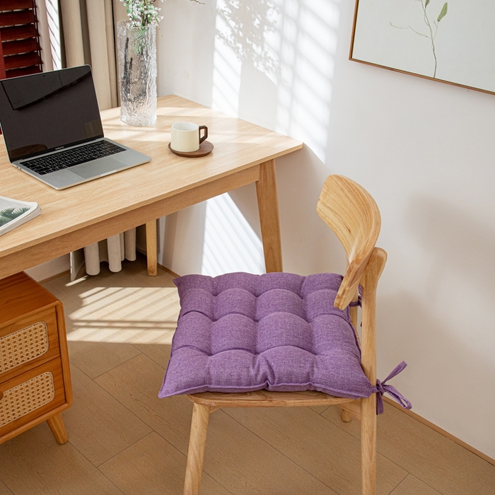 沐沐家纺 2026新款棉麻竹节椅子垫 暮山紫