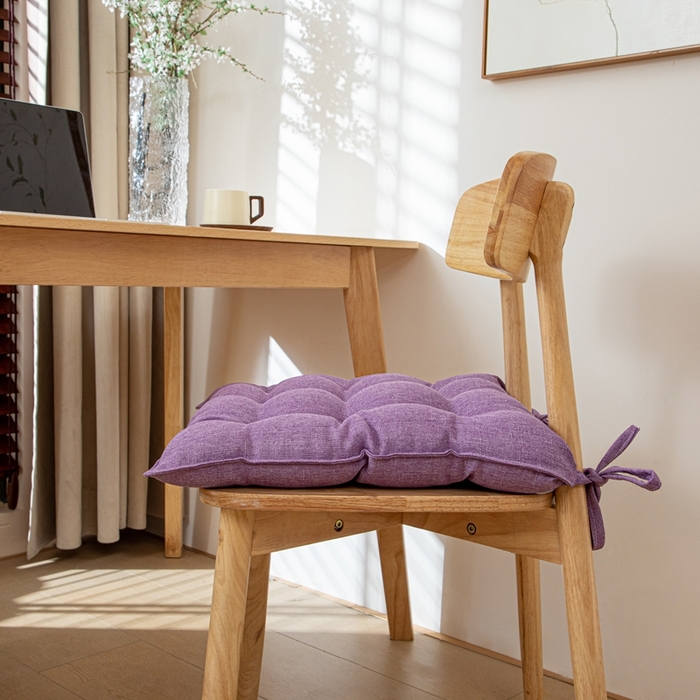 91家纺网 家纺一手货源 找家纺 沐沐家纺 2026新款棉麻竹节椅子垫 暮山紫