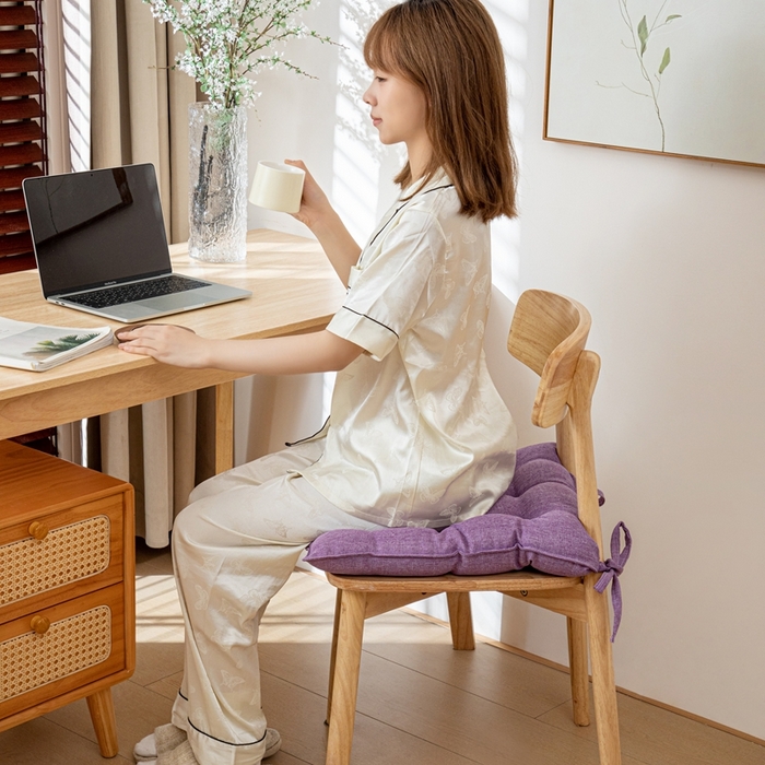 91家纺网 家纺一手货源 找家纺 沐沐家纺 2026新款棉麻竹节椅子垫 暮山紫