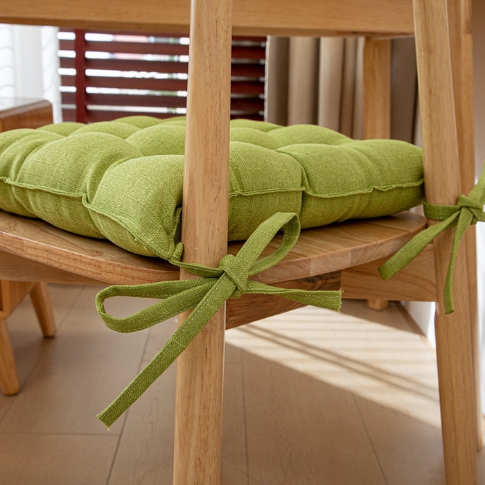 91家纺网 家纺一手货源 找家纺 沐沐家纺 2026新款棉麻竹节椅子垫 青草绿