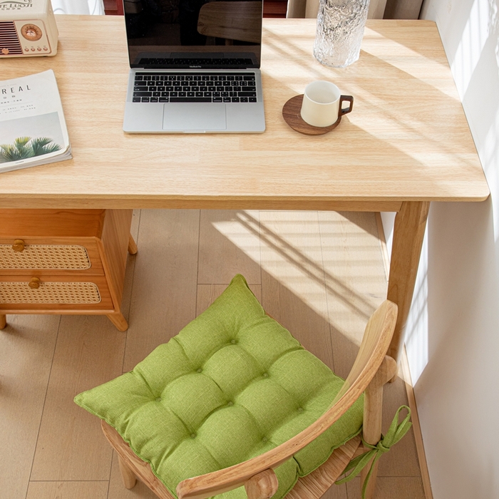 91家纺网 家纺一手货源 找家纺 沐沐家纺 2026新款棉麻竹节椅子垫 青草绿