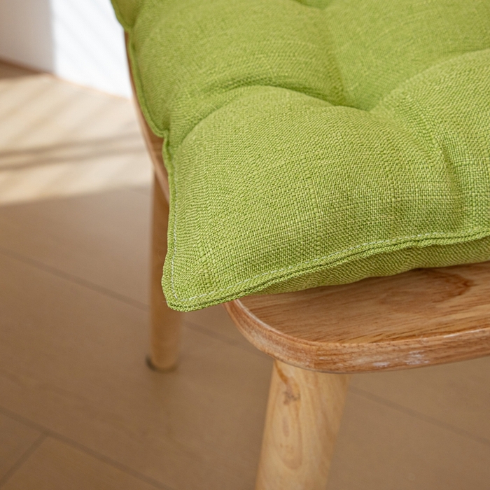 91家纺网 家纺一手货源 找家纺 沐沐家纺 2026新款棉麻竹节椅子垫 青草绿