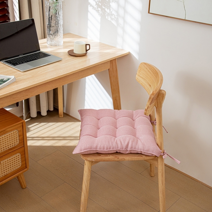 沐沐家纺 2026新款棉麻竹节椅子垫 樱花粉