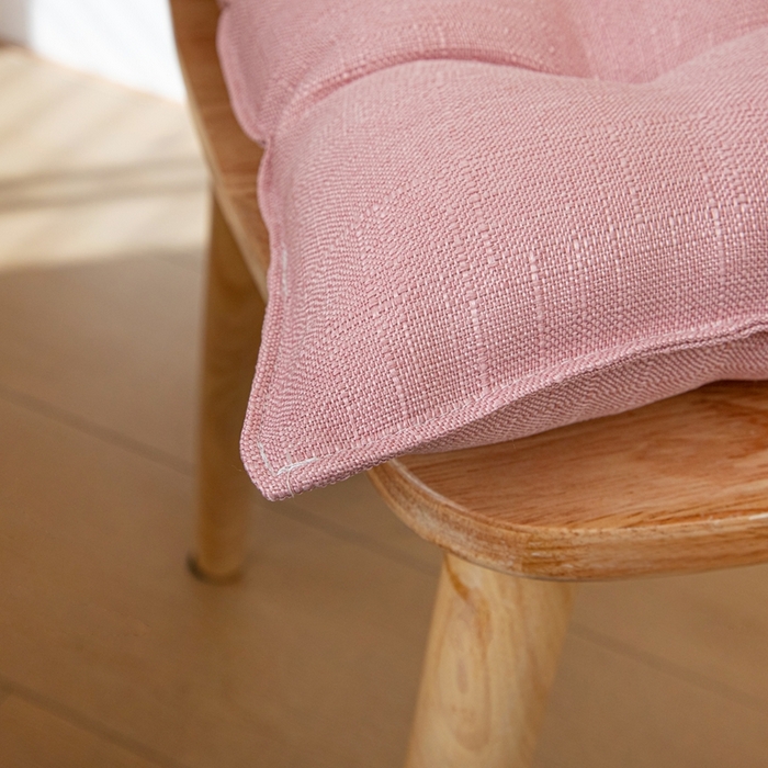 91家纺网 家纺一手货源 找家纺 沐沐家纺 2026新款棉麻竹节椅子垫 樱花粉