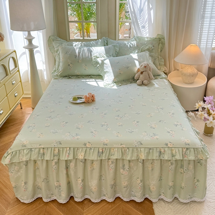 91家纺网 家纺一手货源 找家纺 （总）美达家纺 2025新款全棉纯棉蕾丝小花边单层床裙单品床裙床裙单件