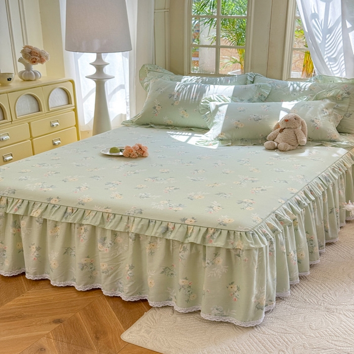 91家纺网 家纺一手货源 找家纺 美达家纺 2025新款全棉纯棉蕾丝小花边单层床裙单品床裙床裙单件 千羽花信