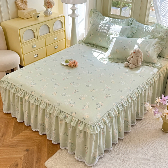 91家纺网 家纺一手货源 找家纺 美达家纺 2025新款全棉纯棉蕾丝小花边单层床裙单品床裙床裙单件 千羽花信