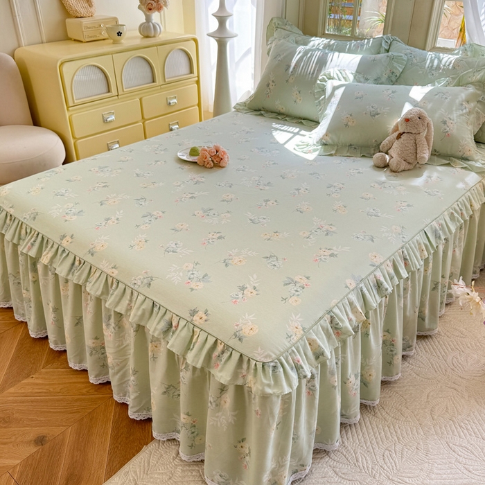 91家纺网 家纺一手货源 找家纺 美达家纺 2025新款全棉纯棉蕾丝小花边单层床裙单品床裙床裙单件 千羽花信