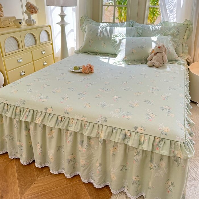 91家纺网 家纺一手货源 找家纺 美达家纺 2025新款全棉纯棉蕾丝小花边单层床裙单品床裙床裙单件 千羽花信