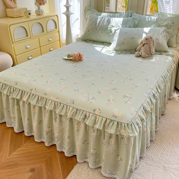 91家纺网 家纺一手货源 找家纺 美达家纺 2025新款全棉纯棉蕾丝小花边单层床裙单品床裙床裙单件 千羽花信