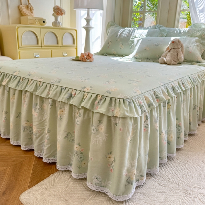 91家纺网 家纺一手货源 找家纺 美达家纺 2025新款全棉纯棉蕾丝小花边单层床裙单品床裙床裙单件 千羽花信