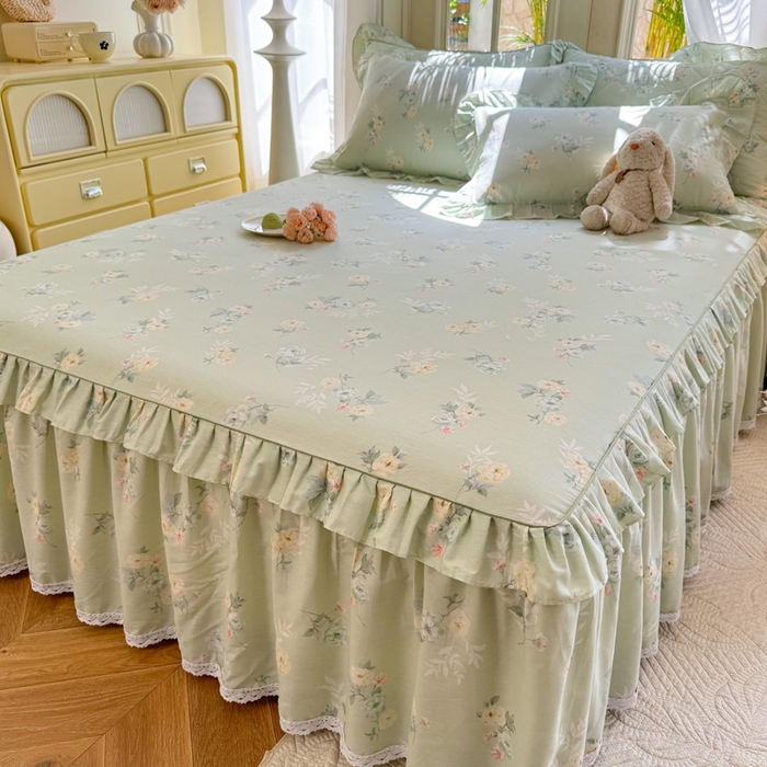 91家纺网 家纺一手货源 找家纺 美达家纺 2025新款全棉纯棉蕾丝小花边单层床裙单品床裙床裙单件 千羽花信