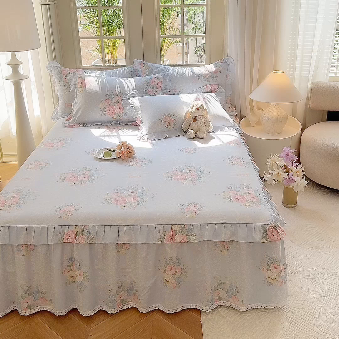 91家纺网 家纺一手货源 找家纺 美达家纺 2025新款全棉纯棉蕾丝小花边单层床裙单品床裙床裙单件 轻柔漫漫