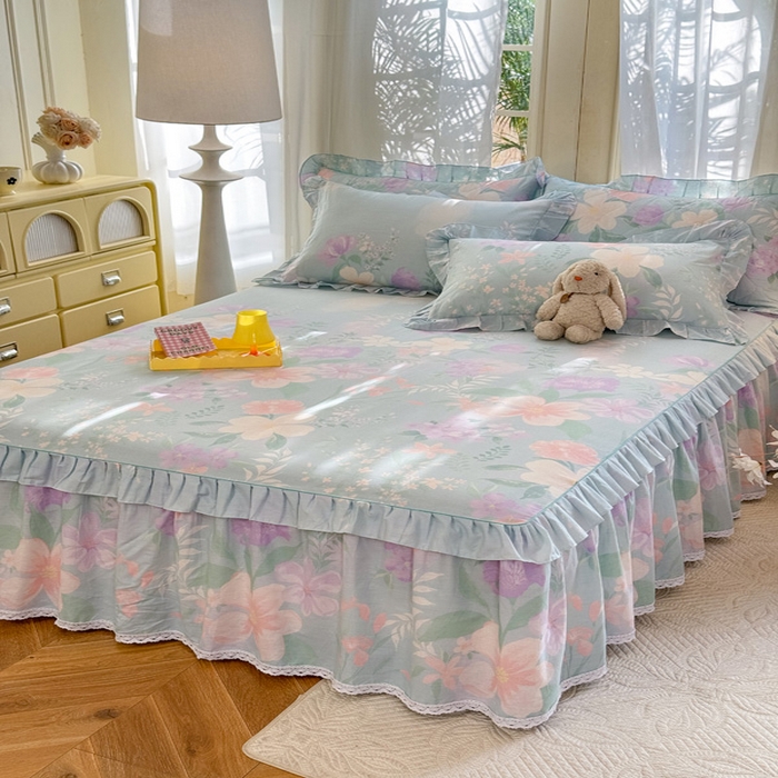 91家纺网 家纺一手货源 找家纺 美达家纺 2025新款全棉纯棉蕾丝小花边单层床裙单品床裙床裙单件 清风烟雨